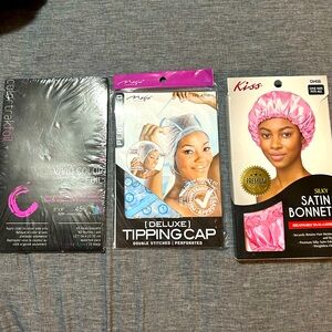 💋Kiss Silky Satin Bonnet in Bright Pink, frost or highlight tipping cap, 1 foil
